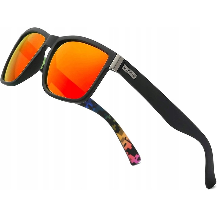 Ochelari de soare Dubery, model Wayfarer, lentile polaroid, portocalii, 24g