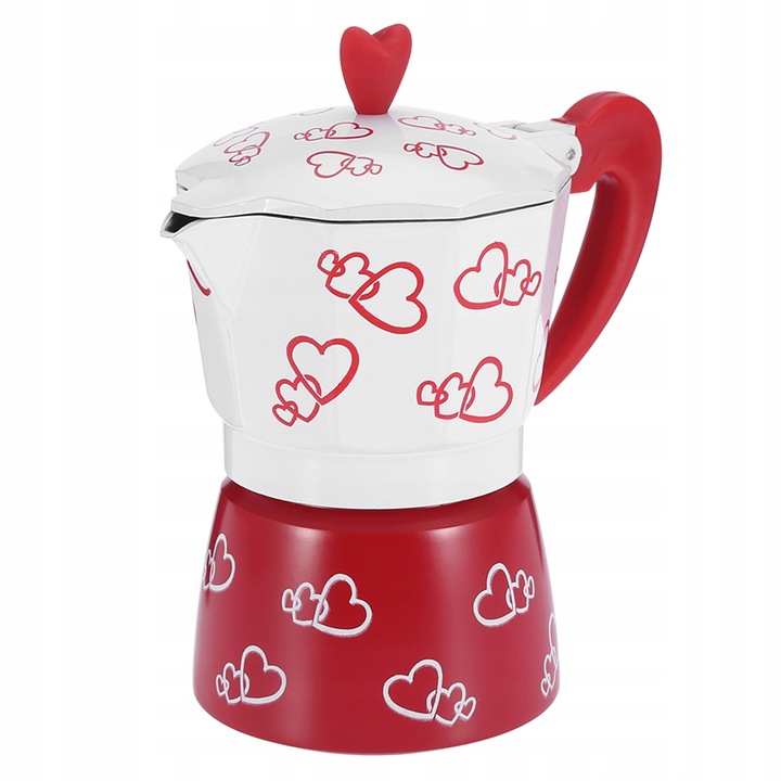 Espressor pentru aragaz, aluminiu, 19,5x18x10cm, alb/rosu