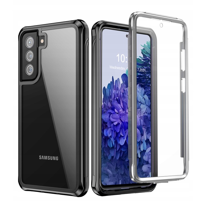 Husa telefon Exoguard pentru Samsung Galaxy S21 FE, solida, rezistenta, neagra