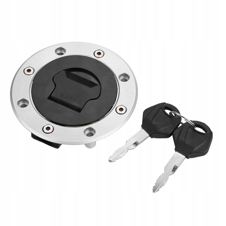 Capac rezervor combustibil cu chei pentru Suzuki GSXR 600 750 1000 K1, metal, argintiu si negru, set