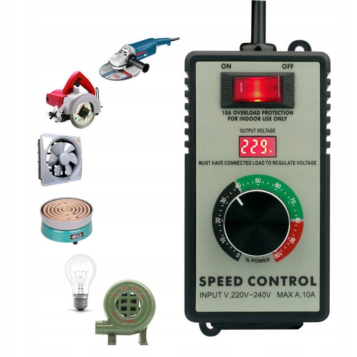 MOTOR FORDULATSZÁM-SZABÁLYZÓ, TELJESÍTMÉNYFESZÜLTSÉG HÁZBAN ALJZATTAL 2200W 230V