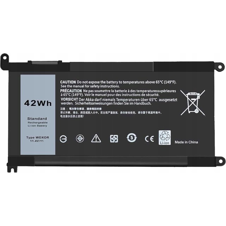 Baterie laptop WDXOR, compatibila cu Dell Inspiron 13 5368, 15 5568, 11.4V, 42Wh, set inclusiv instructiuni