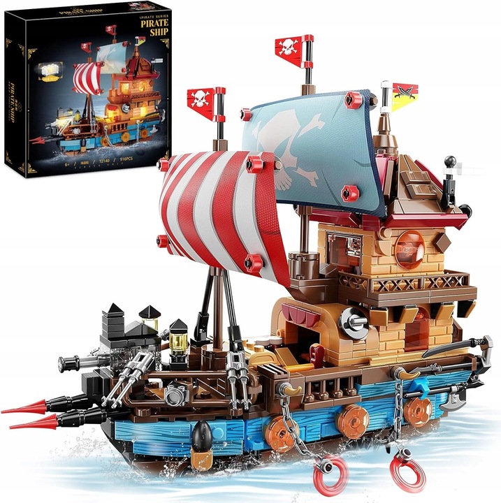 Set de constructie 916EL, nave pirati, 3D, multicolor