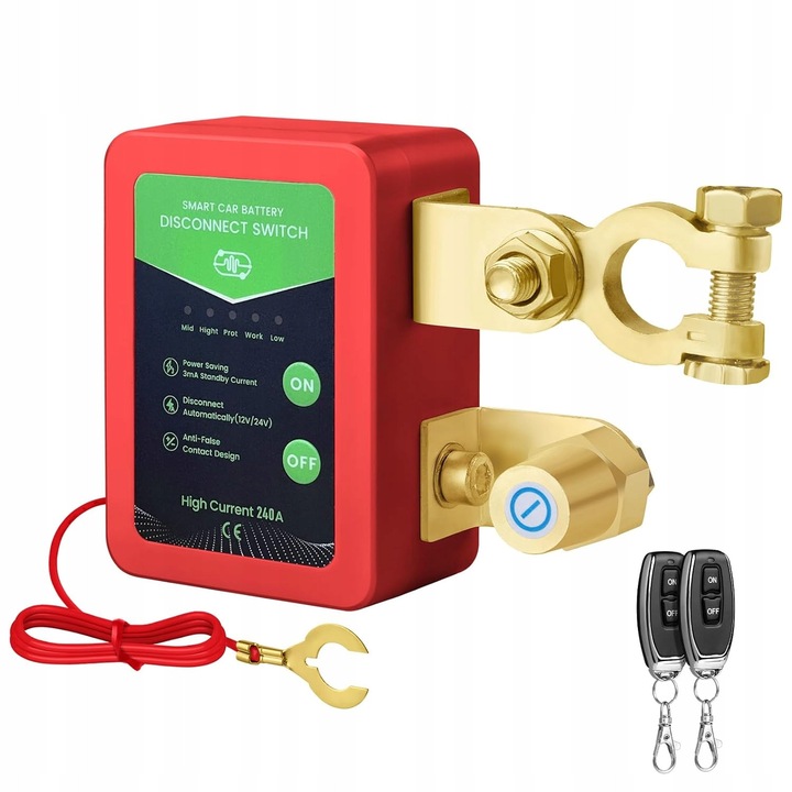 Dispozitiv de deconectare automata a acumulatorului 12V 240A, set cu 2 telecomenzi, pentru 4x4/SUV