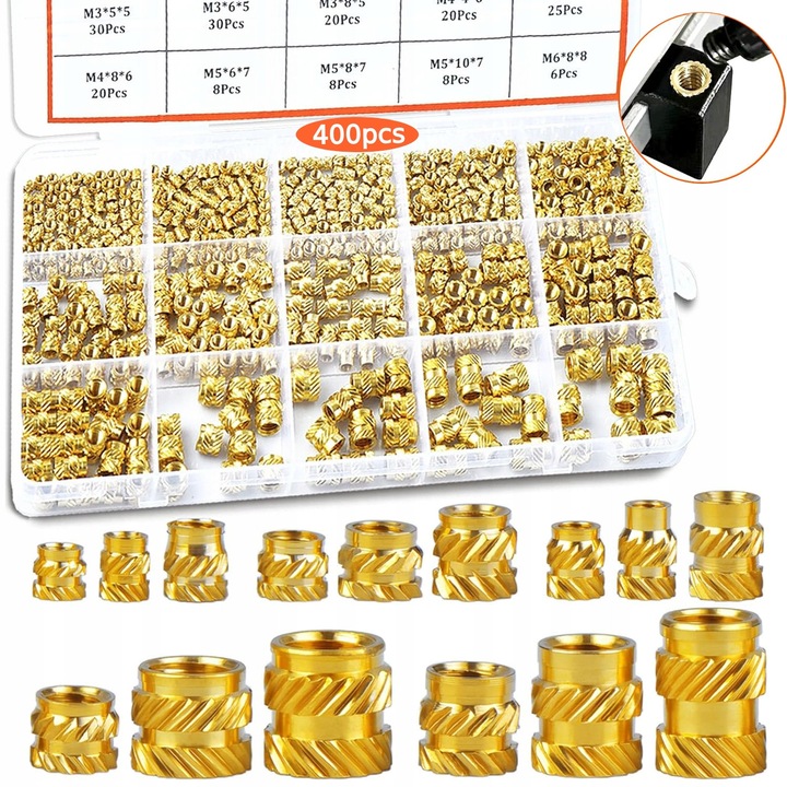 Set 400 buc. suruburi din alama M2 M2.5 M3 M4 M5 M6 pentru elemente de imprimare 3D