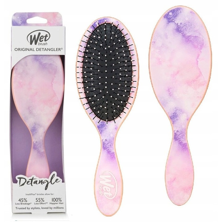 Четка за коса Wet Brush Original Detangler, розово-лилава, за всички типове коса, технология Intelliflex
