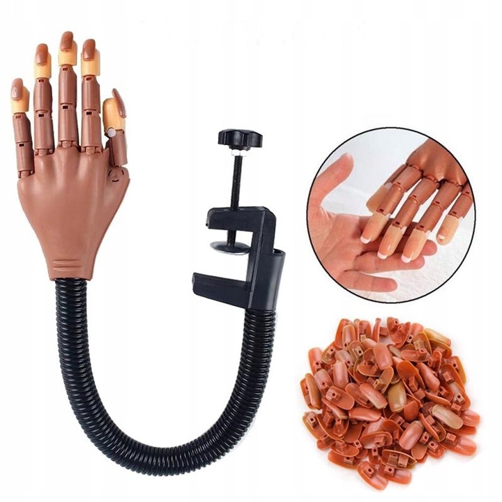 Model de invatare pentru arta unghiilor, reglat, set cu 100 de varfuri, culoare brown