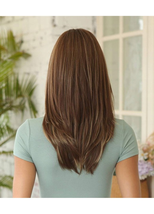 Peruca sintetica NCDSHAIR, 50cm, culoare brunet inchis, set cu boneta