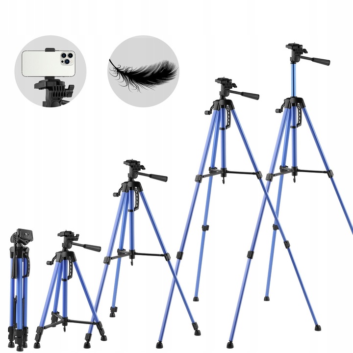 Stativ solid pentru montaj telefon/aparat laser, Homkel, 43-143cm, 360° rotire, 0,6kg