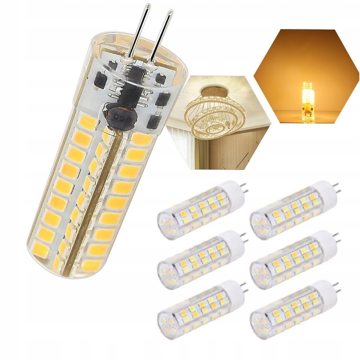 Set 6 becuri LED GY6.35, 7W, 700lm, 360°, 57x17mm