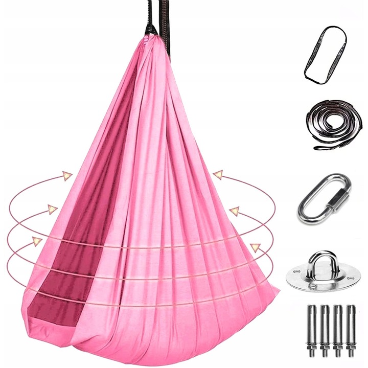 Hamac pentru copii, 2.8x1.5m, material nylon, set cu accesorii de montaj