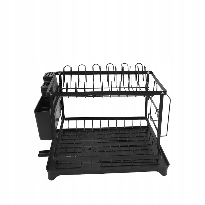 Edényszárító, két szintes, nagy, fekete, 42x30x29cm