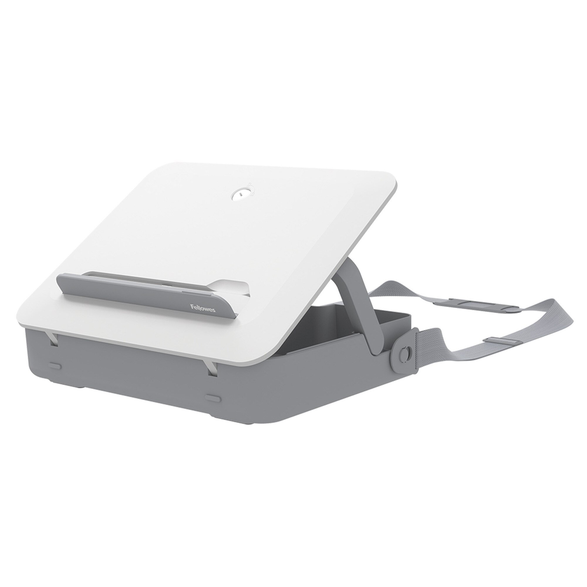 Geantă laptop cu suport ergonomic, Fellowes, alb, 2în1, portabilă