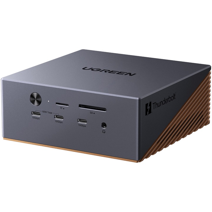 UGREEN 17-in-1 Thunderbolt 5 Revodok Maxidok dokkolóállomás, 8TB, Dual 6K/8K kijelző Mac és Windows rendszerekhez, 2,5G Ethernet, szürke