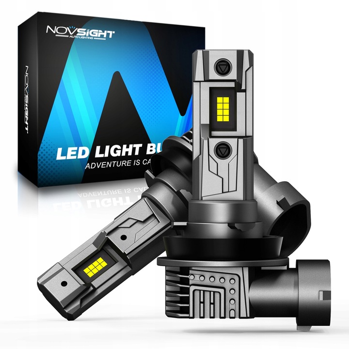 Becuri LED 2x H11 Set, Novsight, 16000 lm, 6500K, 60W, IP68