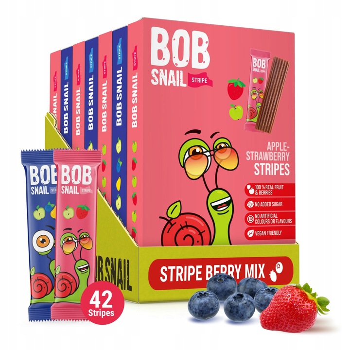 Set Dulciuri Bob Snail, Pachete Stripesy Mix, Fara Zahar, 588g, 42 buc