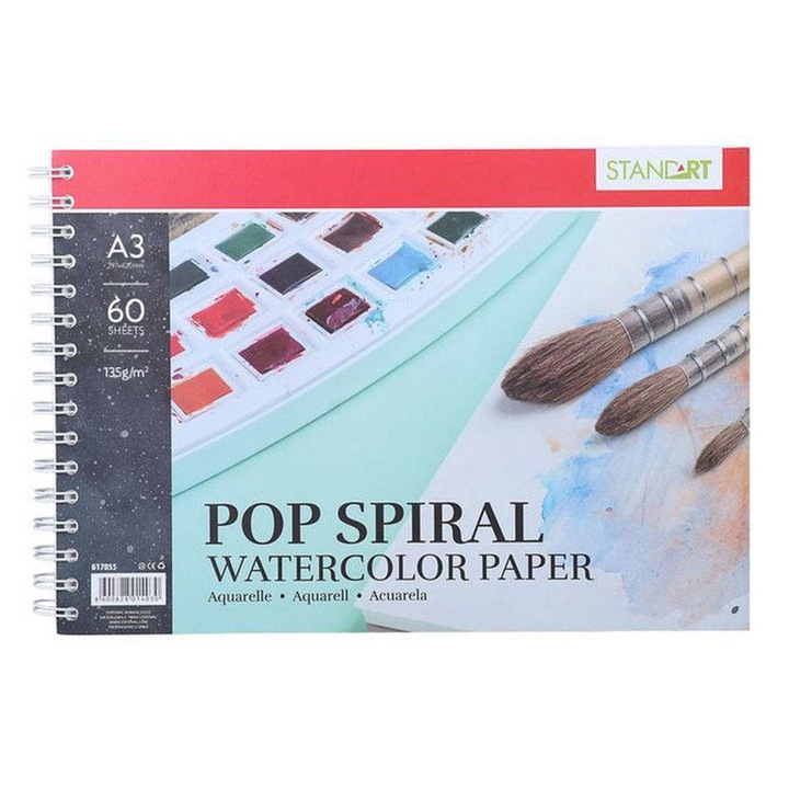 Bloc de desen Standart Pop Drawing, cu spirală, A3, 135 g/m2, 60 de coli