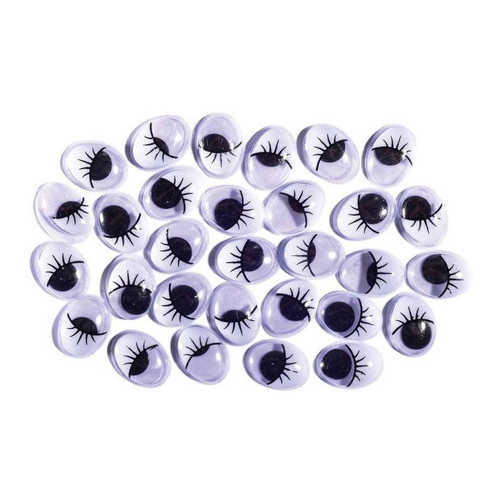 Ochișori Junior, mobili, formă ovală și gene, 12 x 16 mm, 30 bucăți