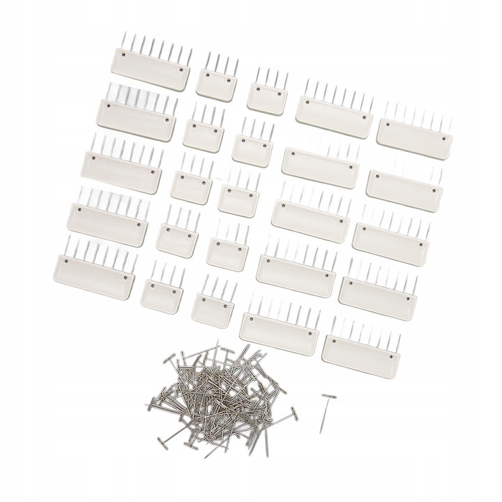 Set piepteni de blocare pentru tricotat, plastic, argintiu