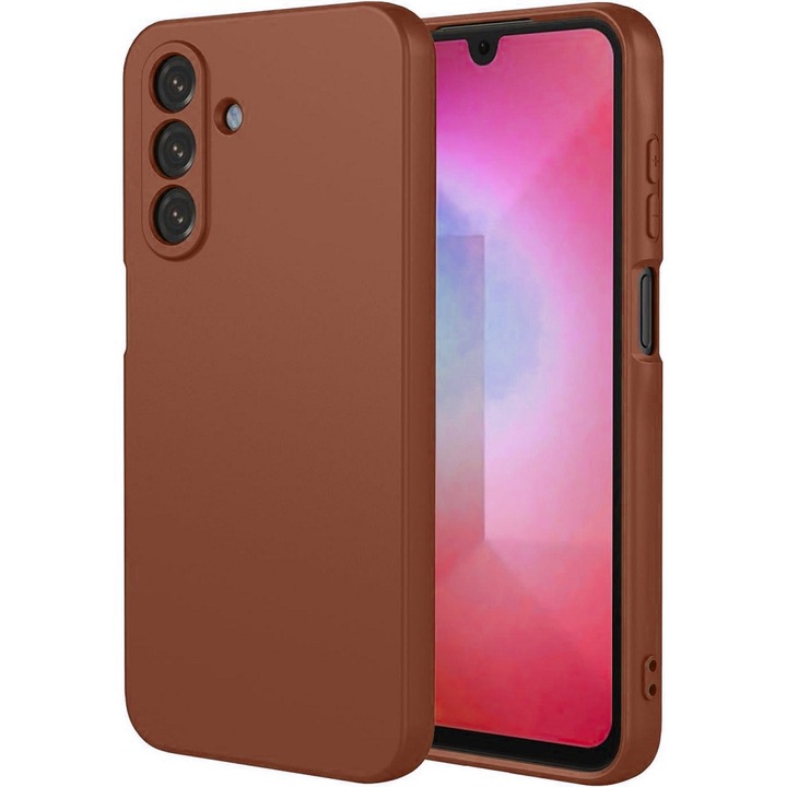 Samsung Galaxy A17 4G / A17 5G kompatibilis szilikon hátlaptok, velúr belsővel, matt, barna, Silicon