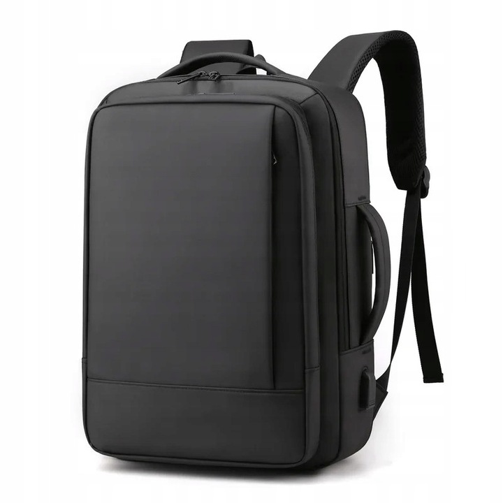 Rucsac waterproof pentru laptop 15,6", negru, cu compartiment dedicat si port USB
