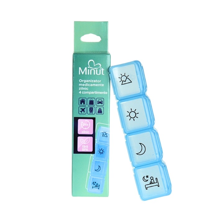 Organizator Medicamente 4 Compartimente Minut