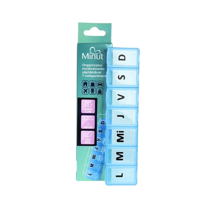 Organizator Medicamente Saptamanal 7 Compartimente Minut