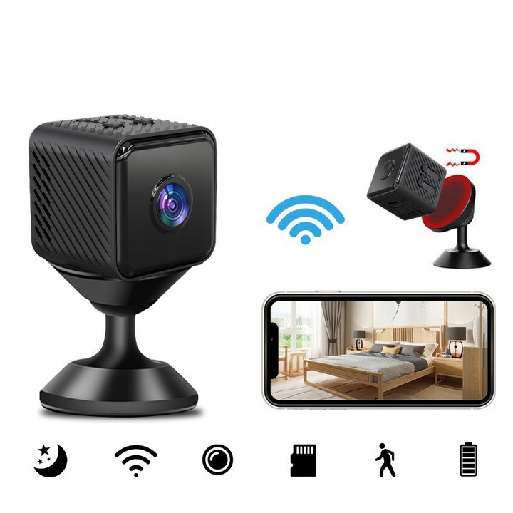 Camera de supraveghere mini, 1080P, detectare miscare, mod nocturn, vizualizare live