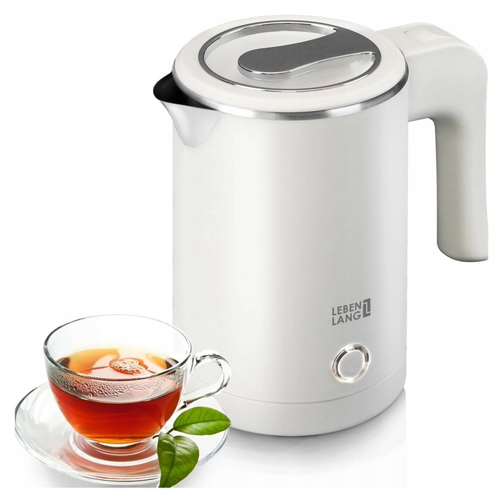 Fierbator electric turistic mic 0,5L LBL2319, inox, 600W, alb, dimensiuni 17,5x11,6x17,2cm