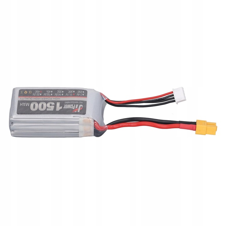 Baterie Lipo 11.1V 3S 45C 1500mAh XT60 pentru drone RC, dimensiuni 70x35x25mm, set 1 buc.