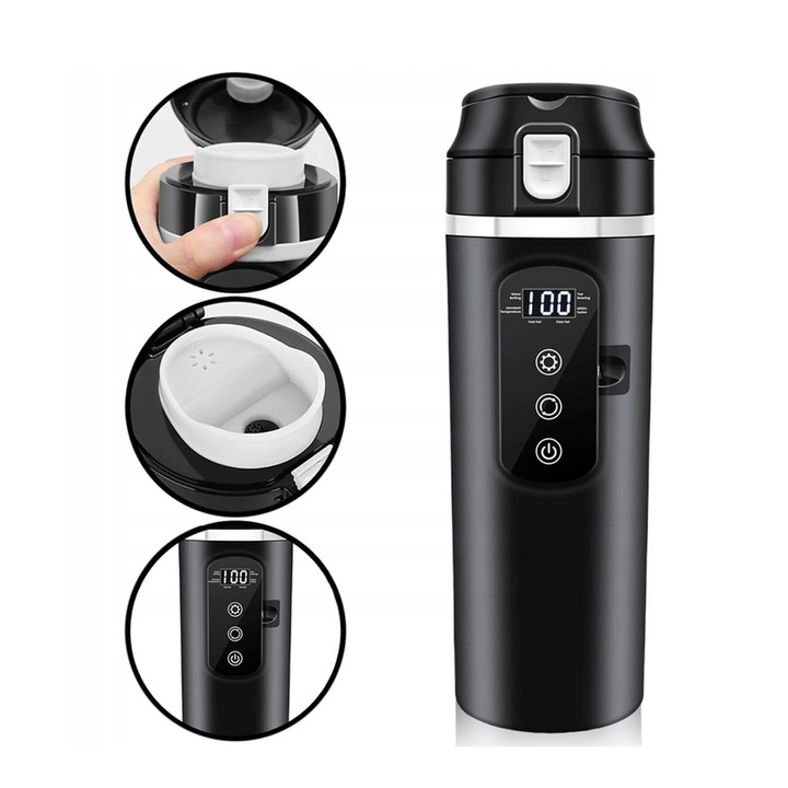 Termos pentru cafea 500ml, display LCD, capac etans, multicolor