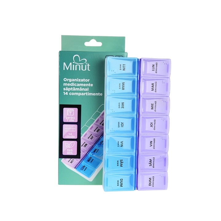 Organizator Medicamente Saptamanal 14 Compartimente Minut