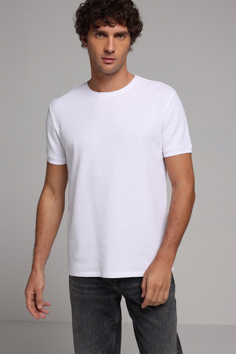 COLIN'S, Tricou texturat cu decolteu rotund, Alb optic