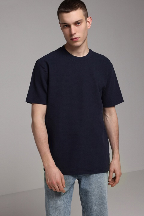 COLIN'S, Tricou lejer din bumbac cu striatii, Albastru ultramarin