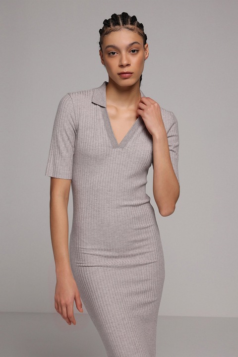 COLIN'S, Rochie midi cu croiala cambrata, Maro taupe deschis