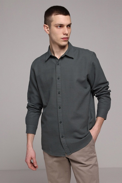 COLIN'S, Camasa regular fit cu mansete cu nasturi, Verde masliniu inchis