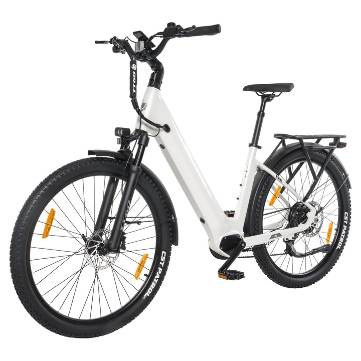 Bicicleta Electrica de Oras 28 inch, Motor Butuc Spate 70Nm, Autonomie 120km, Z3, Pentru Barbati si Femei, Alb