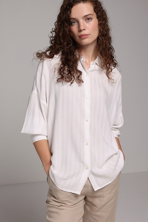 COLIN'S, Camasa lejera cu dungi, Alb/Alb fildes