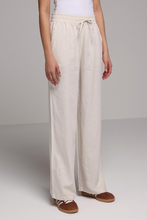 COLIN'S, Pantaloni din amestec de in cu talie ajustabila, Bej deschis