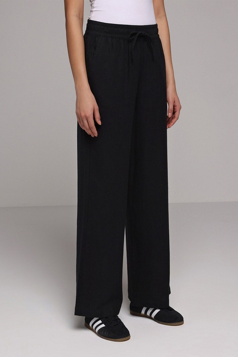 COLIN'S, Pantaloni din amestec de in cu talie ajustabila, Negru