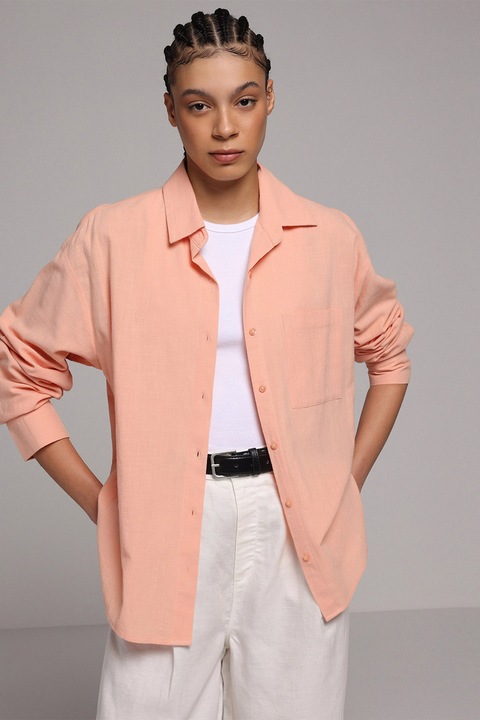 COLIN'S, Camasa lejera de bumbac cu buzunar pe piept, Portocaliu pepene