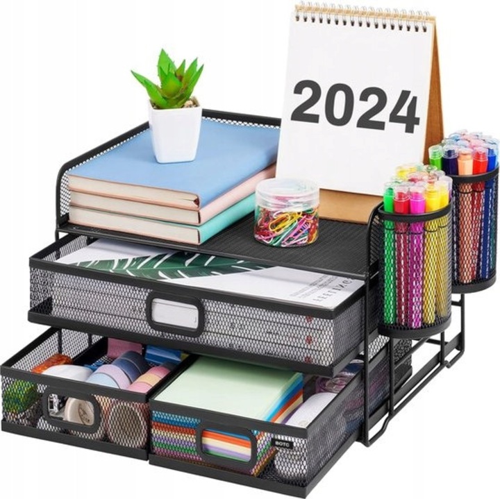 Irodai kelléktartó, BOTC, 5 rekeszes rendszerező, fém, többszínű