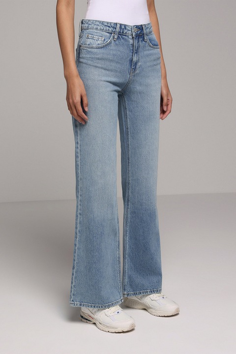 COLIN'S, Blugi evazati cu aspect decolorat, Albastru deschis melange