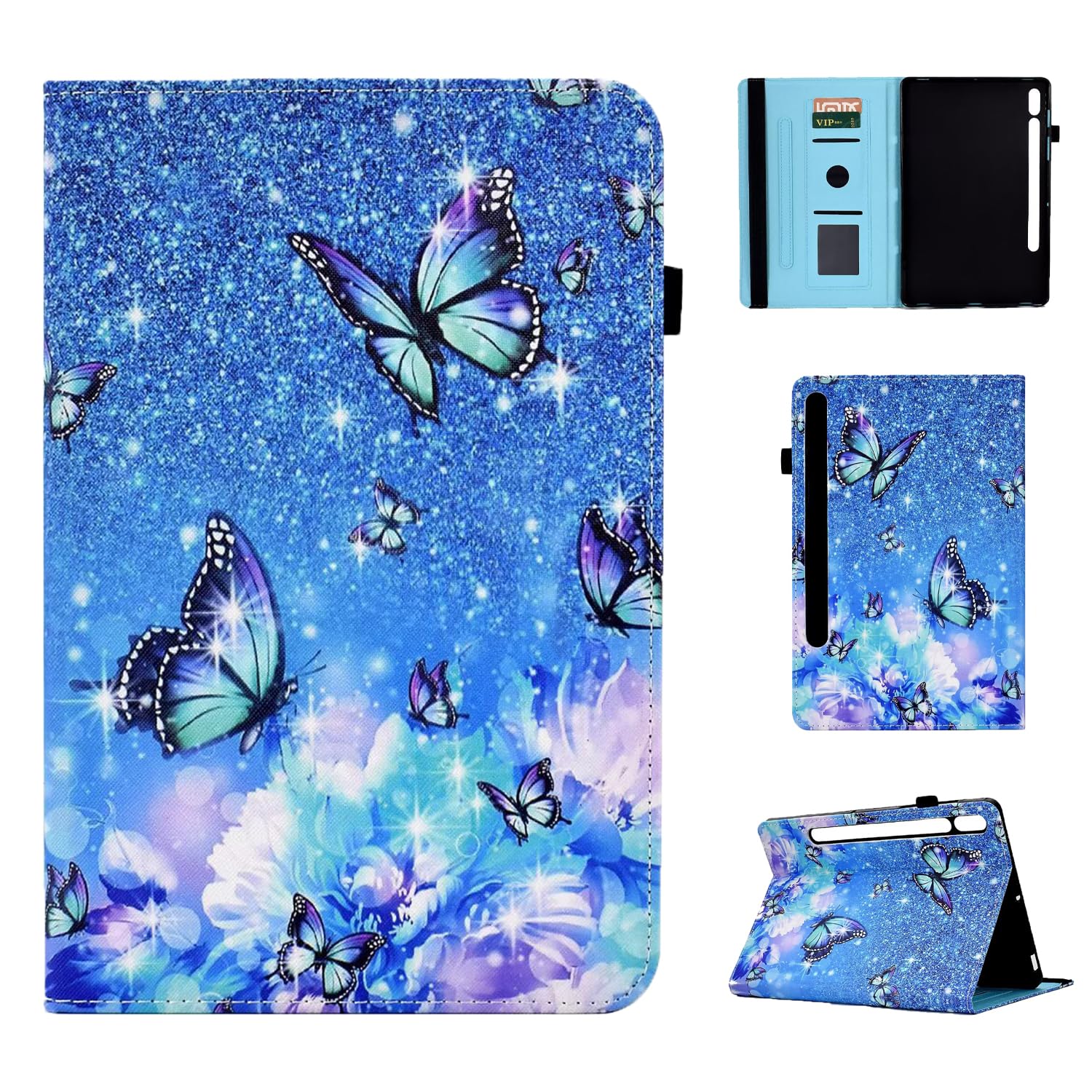 Husă flip book pentru tabletă, fluture, protecție completă, slot card, Galaxy Tab S10 FE Plus