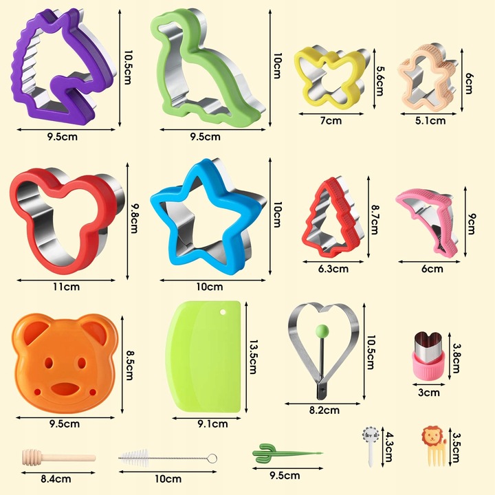 Set de joaca pentru taiat sandvisuri si prajituri, 45 piese, multicolor, dimensiuni variate