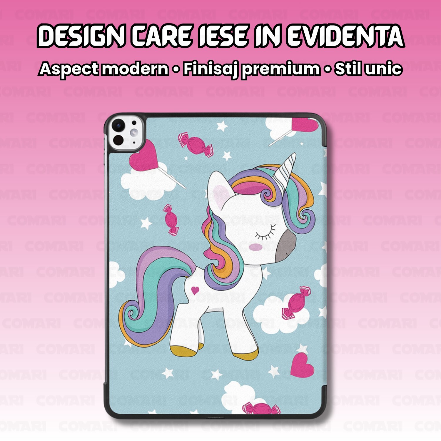 Husă pentru tabletă, Comari EliteCover, design elegant, Unicorn, pentru iPad Pro 11 (2024/2025), protecție completă