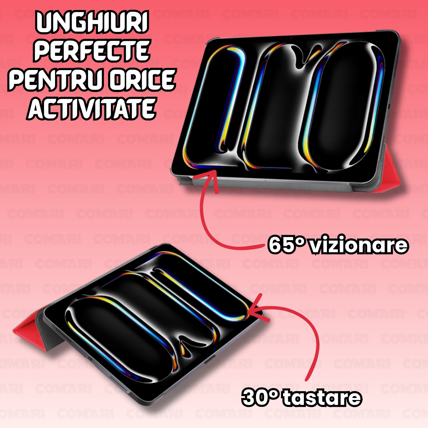 Husă tabletă Comari EliteCover pentru iPad Pro 11" (2024/2025), protecție 360, funcție stand, roșu