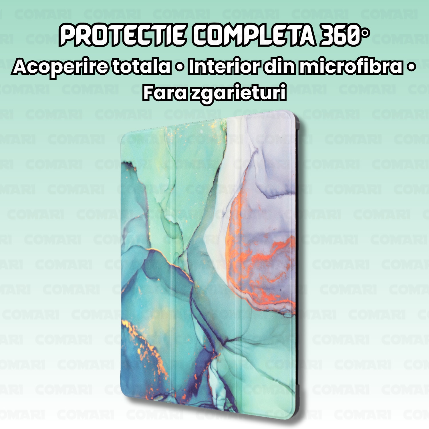 Husa tableta Comari EliteCover pentru iPad Air 13, protectie completa 360, functie stand multipla, Green Time