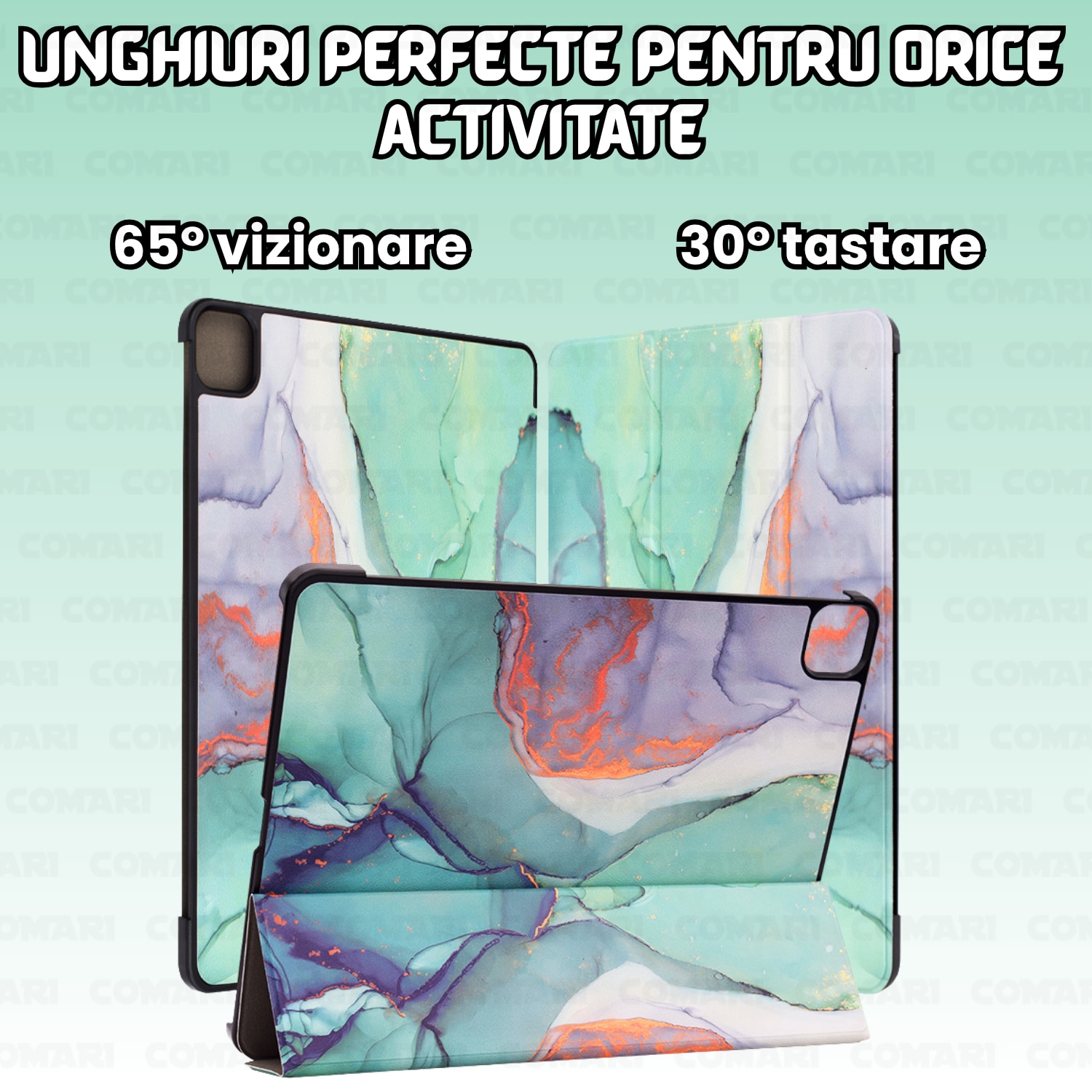 Husa tableta Comari EliteCover pentru iPad Air 13, protectie completa 360, functie stand multipla, Green Time