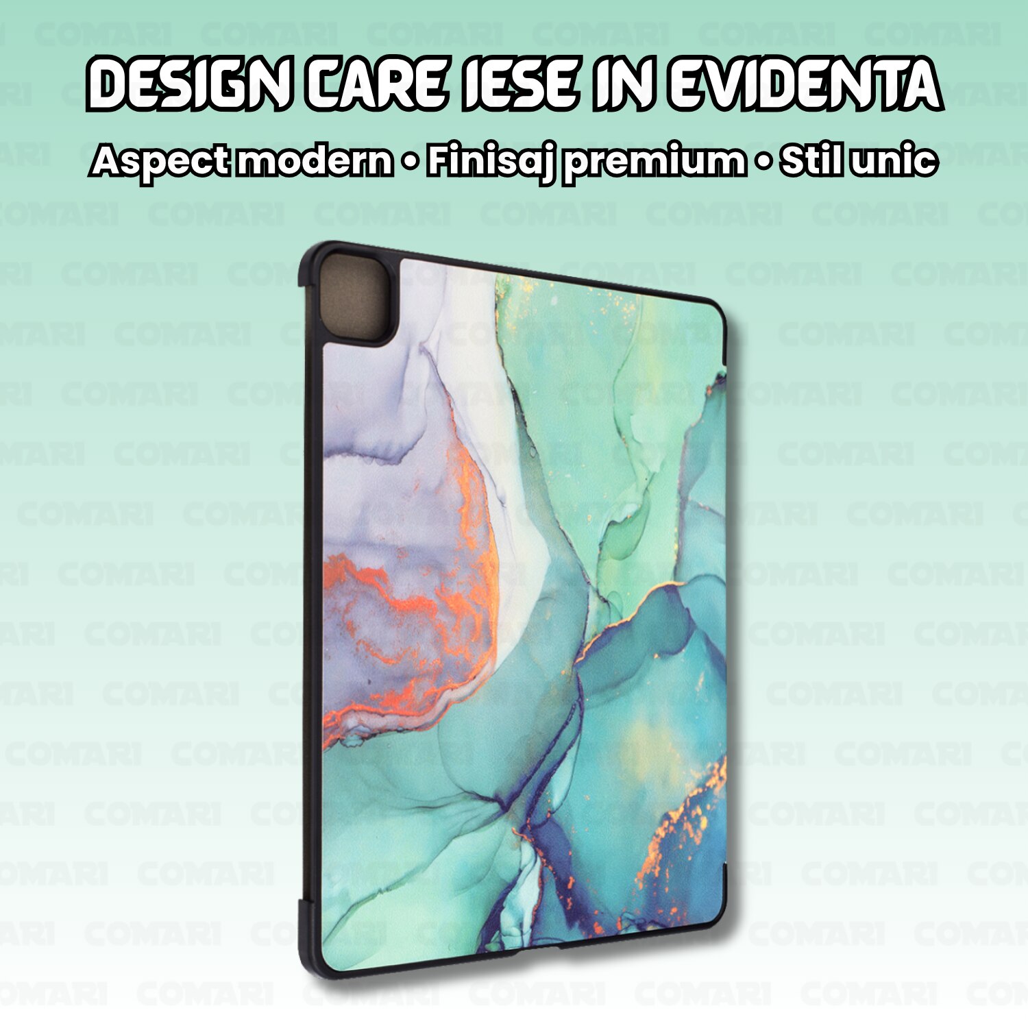 Husa tableta Comari EliteCover pentru iPad Air 13, protectie completa 360, functie stand multipla, Green Time